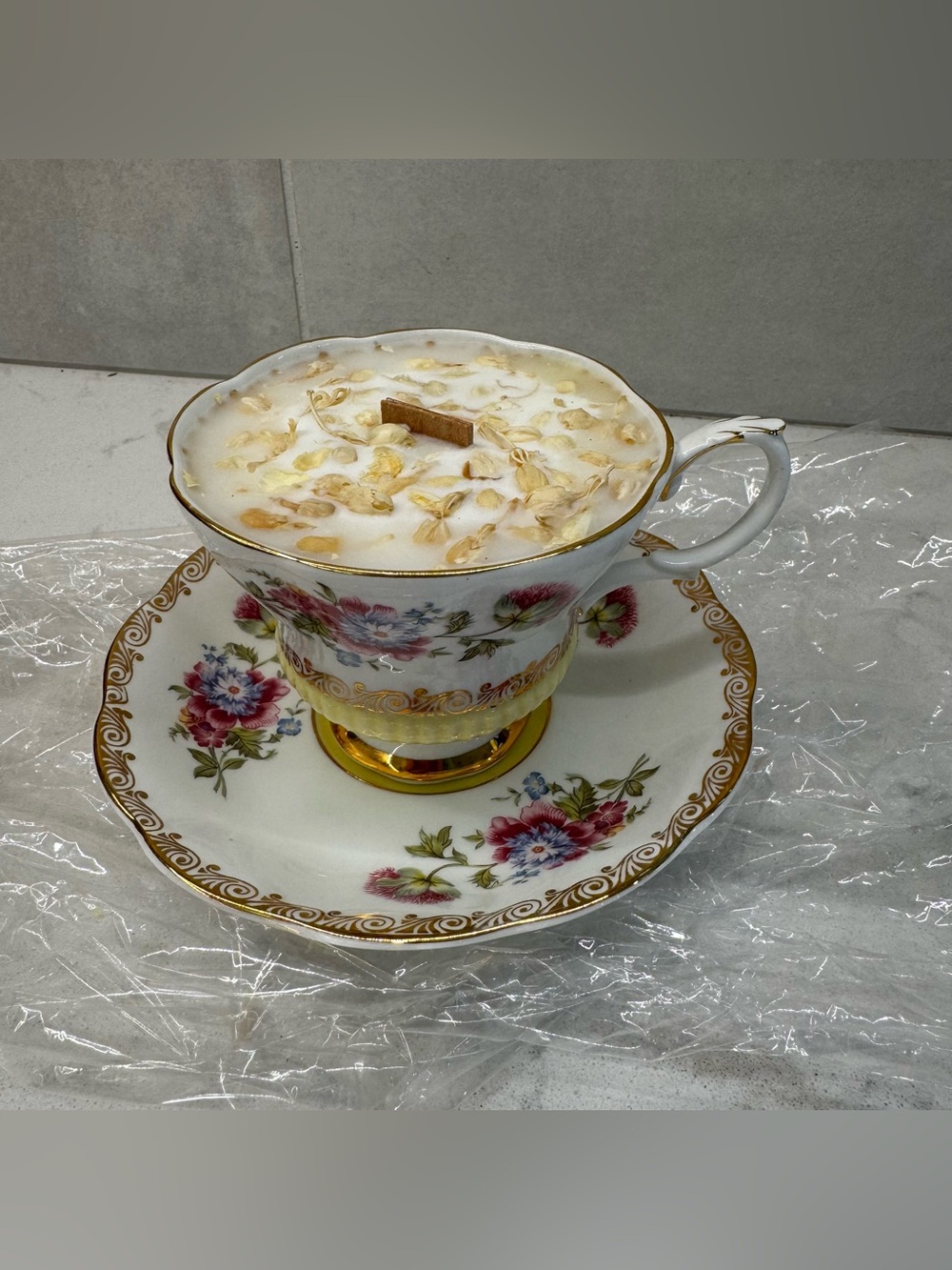 Royal Albert bone China teacup saucer handmade candle